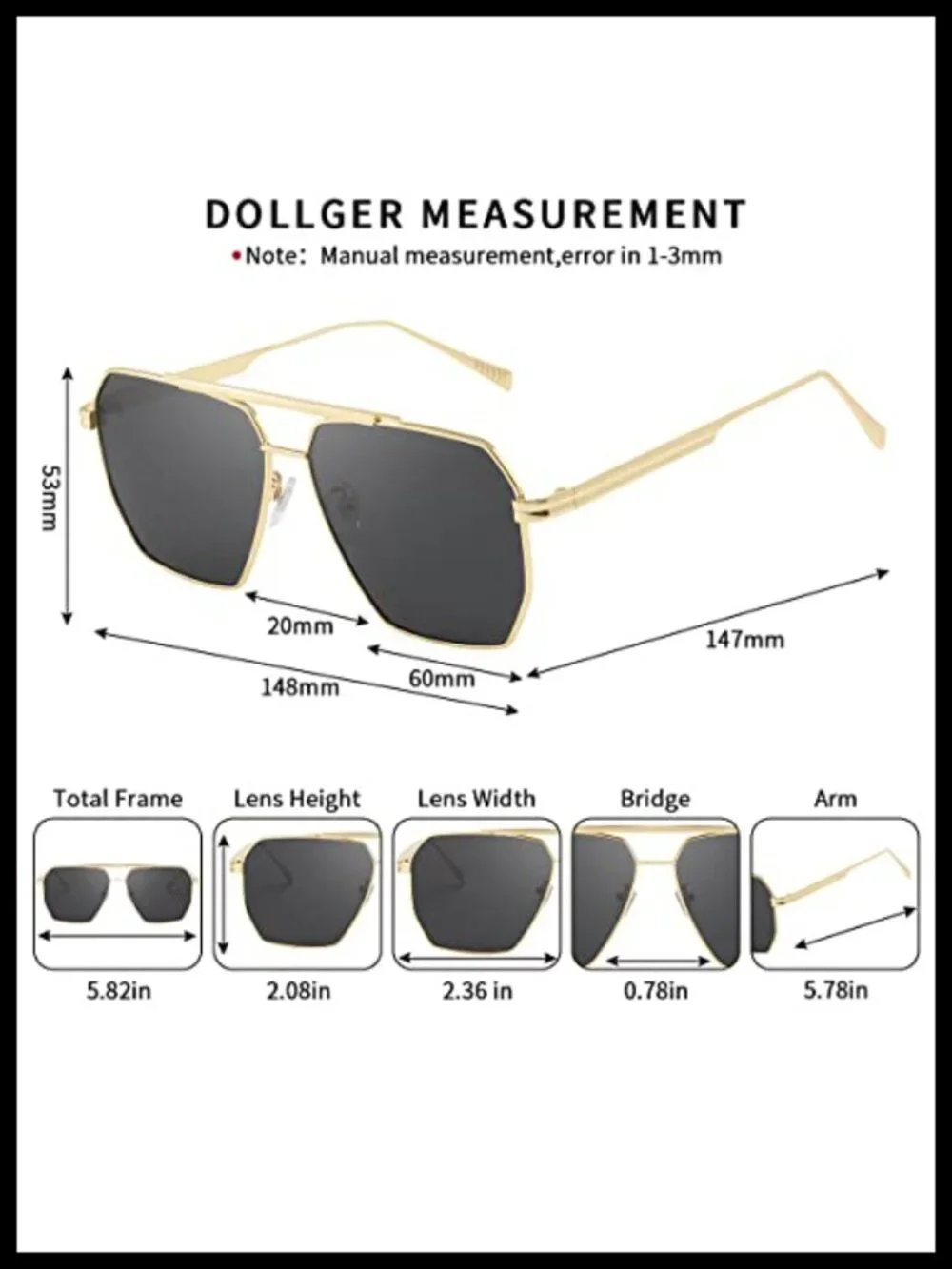 Polarized Oversized Square Aviator Retro Sunglasses Women UV400